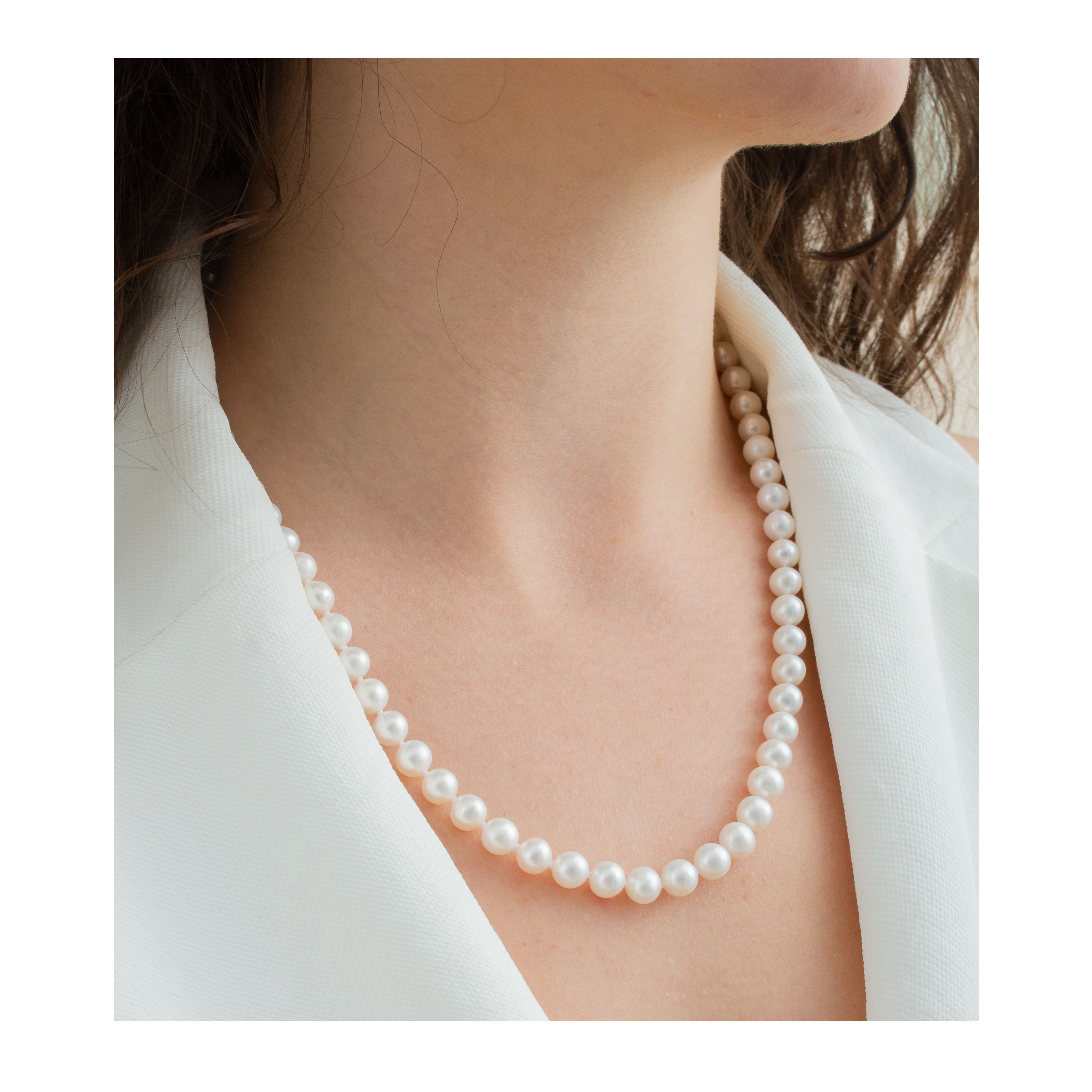 7mm-8mm White Freshwater Pearl Necklace